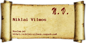 Niklai Vilmos névjegykártya